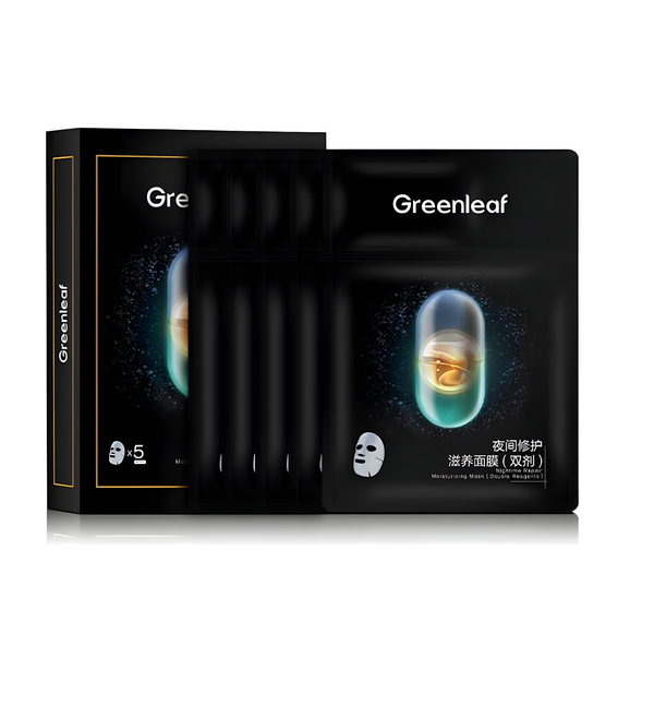 (Кол-во в коробке 10 шт) Greenleaf 28 мл +2 мл Ночная восстанавливающая питательная маска для лица (двухкомпонентная)