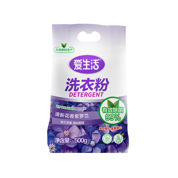 (Кол-во в коробке 24 шт) iLiFE Fresh Floral Violet Мультиактивное антибактериальное бесфосфатное средство для стирки 500 г